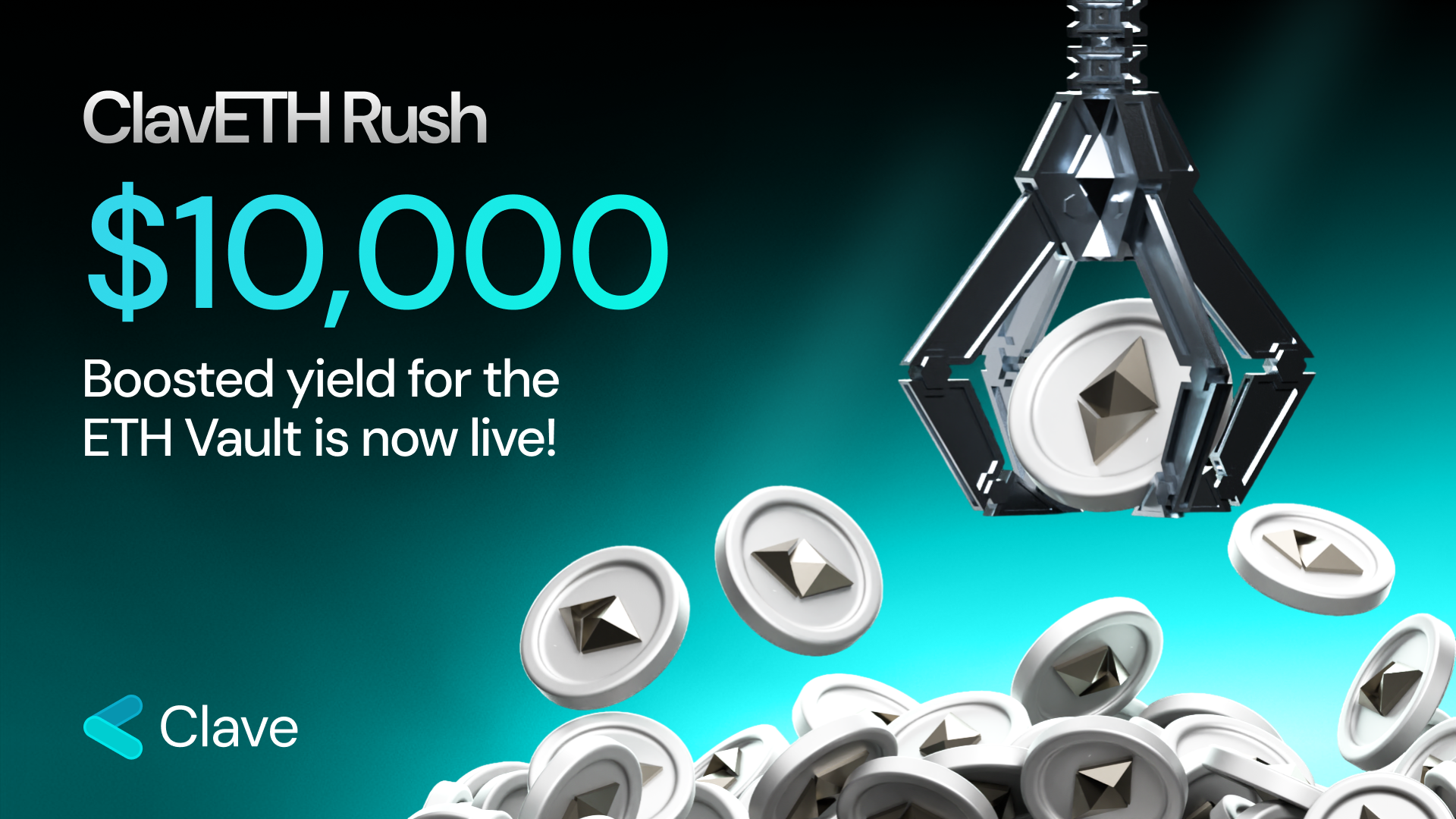 ClavETH Rush: A $10,000 ETH Rewards for the ETH Vault is Now Live.