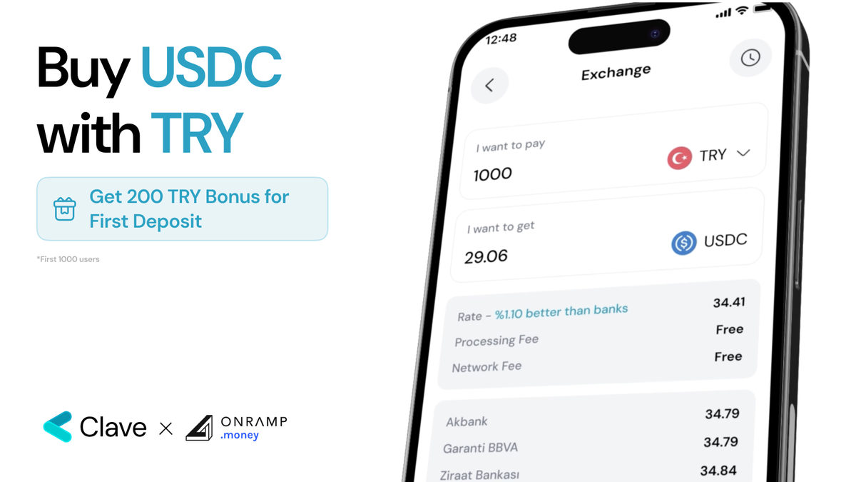 Meet Bank Transfers in Clave: Buy USDC with TRY